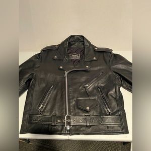 Classic leather police style motorcycle jacket